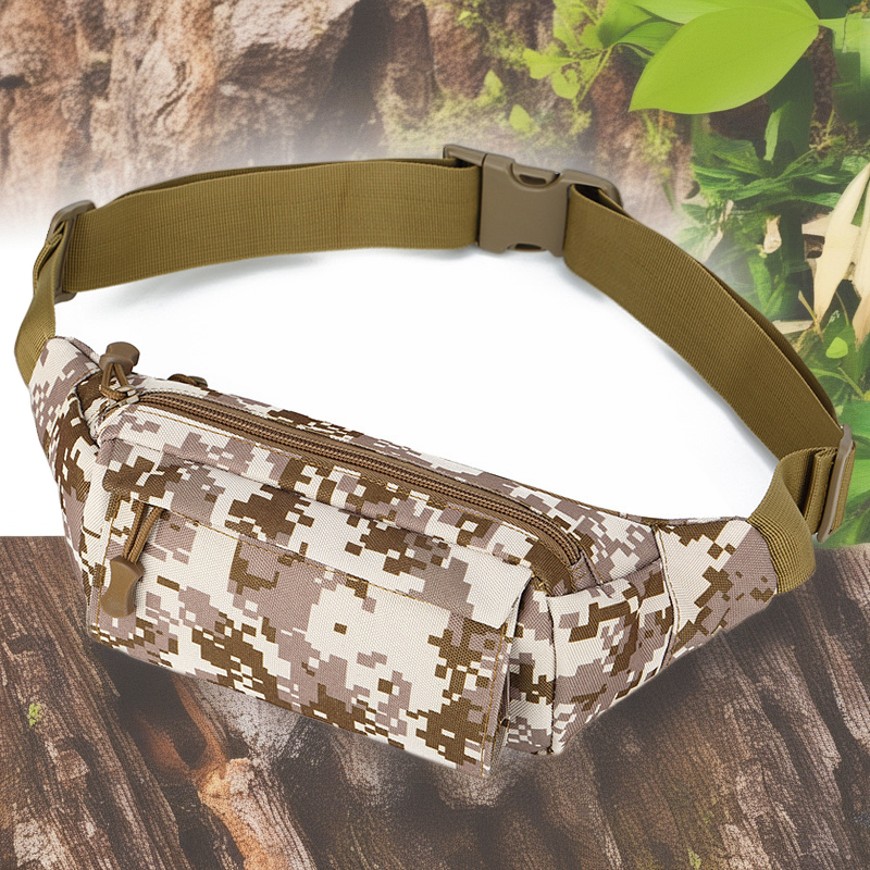 Camouflage Multi-Purpose Waterproof Nylon Waist Bag for Men - Sports Leisure Running & Phone Pouch