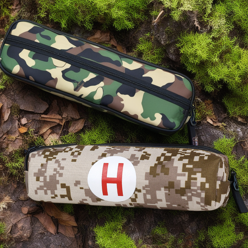 Camouflage Outdoor Survival Pencil Case - Waterproof Oxford Cloth, Large Capacity